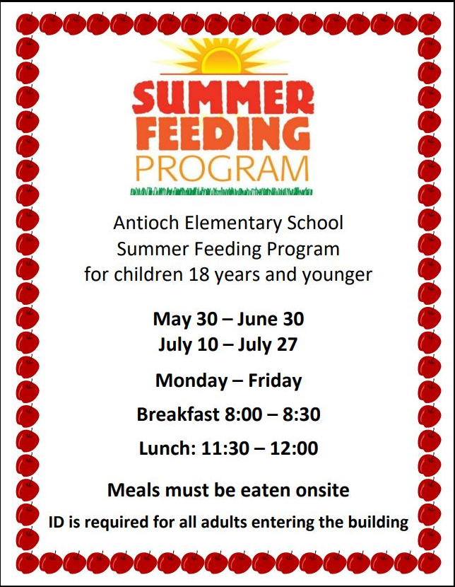 Summer Feeding Program Hours and Times | Antioch Elementary School