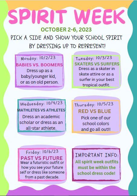 Spirit Week Information | Shoal River Middle School