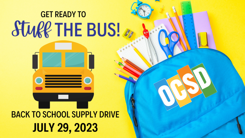 Get Ready to Stuff The Bus! Back to school supply drive July 29,2023