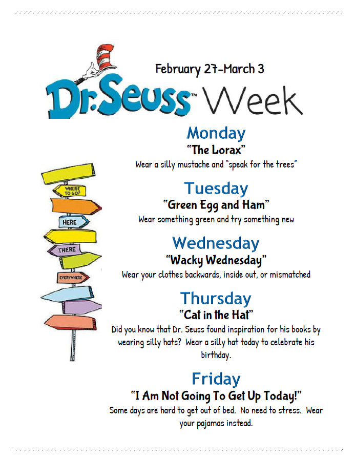 Dr. Seuss Week Schedule
