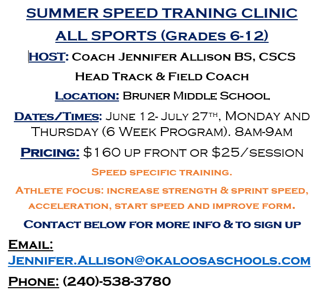 Coach Allison is hosting a Speed Clinic!