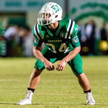 Keefe in position on football field