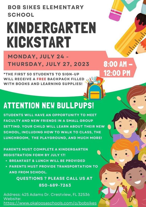 Kindergarten Kickstart | Bob Sikes Elementary School